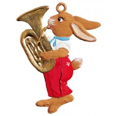 NEW - Bunny with Tuba Easter Ornament Pewter Wilhelm Schweizer