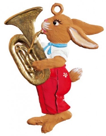 NEW - Bunny with Tuba Easter Ornament Pewter Wilhelm Schweizer
