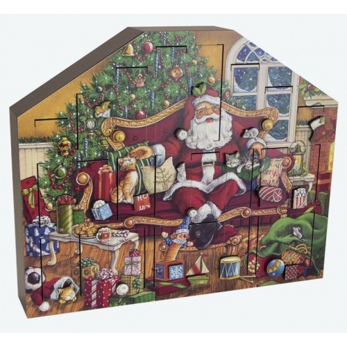 Byers Choice Christmas Santa Sleigh Advent Calendar Solid Wood