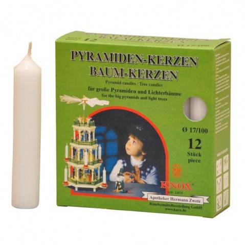 NEW - KNOX 12 Pack Large German Pyramid Candles Pyramiden Kerzen - WHITE