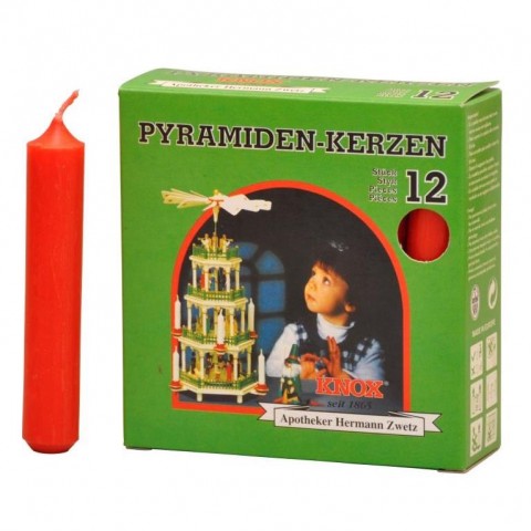 NEW - KNOX 12 Pack Large German Pyramid Candles Pyramiden Kerzen - RED