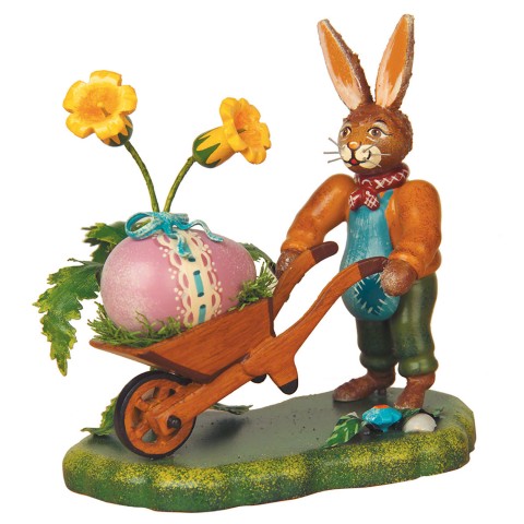 Bunny with Wheelbarrow Original HUBRIG Wooden Figuren - TEMPORARILY OUT OF STOCK