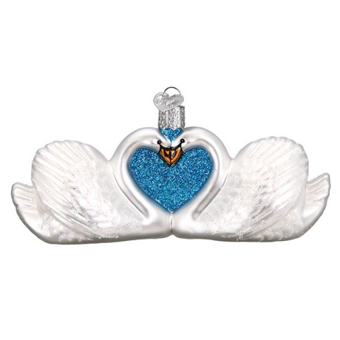 Old World Christmas Glass Ornament - Swans in Love