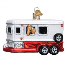 NEW - Old World Christmas Glass Ornament - Horse Trailer