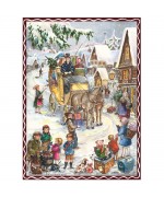NEW - Old German Paper Advent Calendar - The Coach is Coming