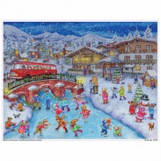 NEW - Old German Paper Advent Calendar - Game and Fun in the Snow