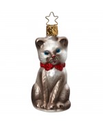 NEW - Inge Glas Glass Ornament - Purr-fect Grey Cat
