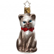 NEW - Inge Glas Glass Ornament - Purr-fect Grey Cat