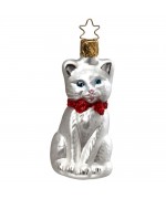 NEW - Inge Glas Glass Ornament - Purr-fect White Cat