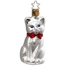 NEW - Inge Glas Glass Ornament - Purr-fect White Cat