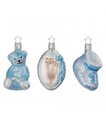 NEW - Inge Glas Glass Ornament - Welcome Baby Blue Set