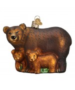 NEW - Old World Christmas Glass Ornament - Bear with Cubs