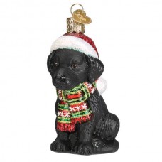 NEW - Old World Christmas Glass Ornament - Holiday Black Lab Puppy