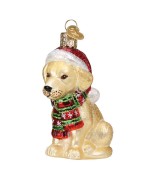 NEW - Old World Christmas Glass Ornament - Holiday Yellow Lab Puppy