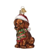 NEW - Old World Christmas Glass Ornament - Holiday Chocolate Lab Puppy