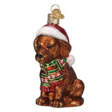 NEW - Old World Christmas Glass Ornament - Holiday Chocolate Lab Puppy