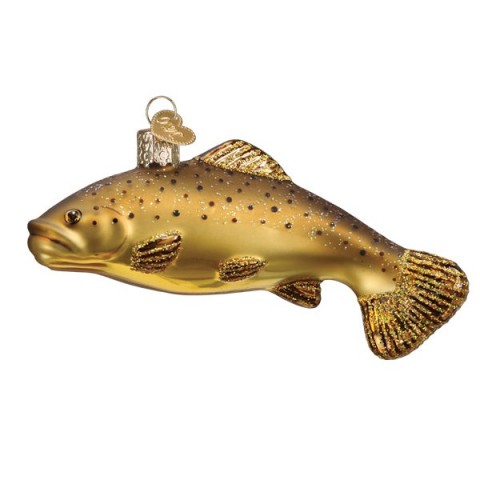 NEW - Old World Christmas Glass Ornament - Brown Trout