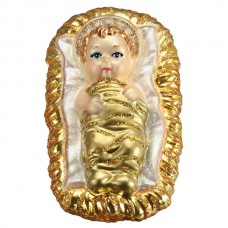 NEW - Old World Christmas Glass Ornament - Baby Jesus in Manager