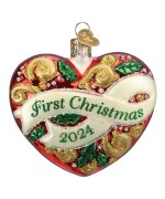 NEW - Old World Christmas Glass Ornament - Our First Christmas 2024