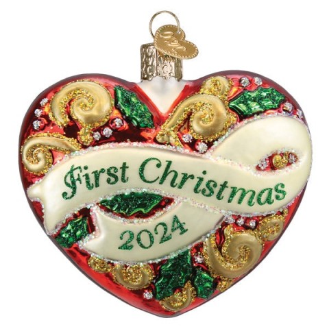 NEW - Old World Christmas Glass Ornament - Our First Christmas 2024-TEMPORARILY OUT OF STOCK