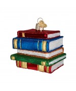 NEW - Old World Christmas Glass Ornament - Stack of Books