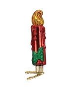 NEW - Old World Christmas Glass Ornament - Clip On Candle Red