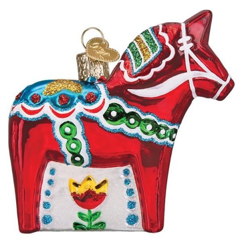 NEW - Old World Christmas Glass Ornament - Swedish Dala Horse