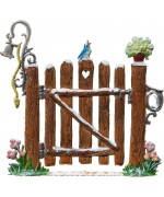 NEW - Garden Wooden Gate in Winter Wilhelm Schweizer Pewter 