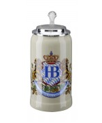 Hofbrauhaus German Beer Mug Loewendekor Beerstein with Tin lid