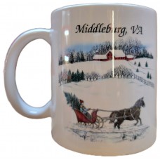 NEW - Barlow Designs - Middleburg, VA Sleigh Scene Mug