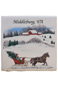 NEW - Barlow Designs - Middleburg, VA Sleigh Scene Coaster