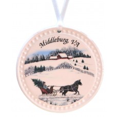 NEW - Barlow Designs - Middleburg, VA Sleigh Scene Ornament