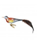 Inge Glas Glass Ornament - Waxwing Clip On Bird