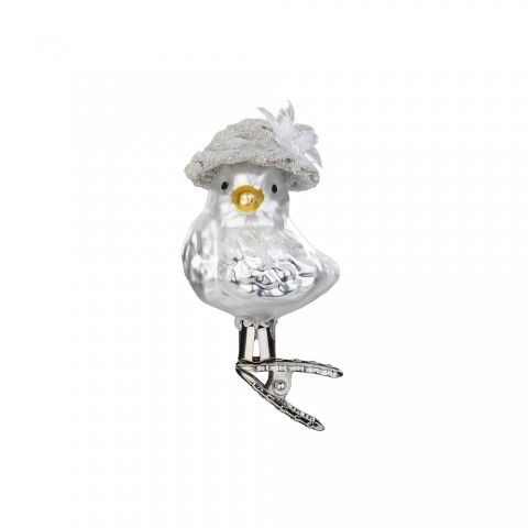 NEW - Inge Glas Glass Ornament - Bird Bride Clip On