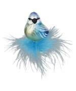 Inge Glas Glass Ornament - Blue Tit Clip On Bird