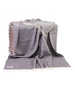 NEW - John Hanly - Merino Wool Cashmere Throw - Grey Herringbone