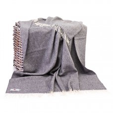 NEW - John Hanly - Merino Wool Cashmere Throw - Grey Herringbone