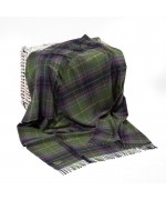 NEW - John Hanly - Lambswool Throw - Green Navy Purple Plaid