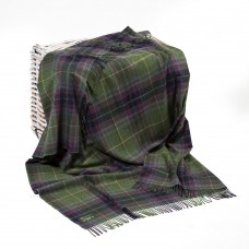 NEW - John Hanly - Lambswool Throw - Green Navy Purple Plaid