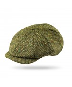 NEW - John Hanly - Men's Eight Piece Newsboy Cap - Moss Green Donegal Herringbone