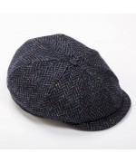 NEW - John Hanly - Men's Eight Piece Newsboy Cap - Navy Donegal Herringbone