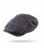 NEW - John Hanly - Men's Driving Cap - Navy Green Mix Windowpane