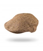 NEW - John Hanly - Men's Irish Tweed Cap - Beige Dark Brown Herringbone