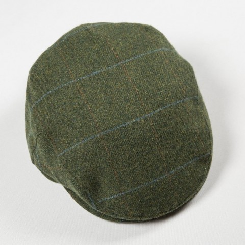 NEW - John Hanly - Men's Irish Tweed Cap - Pine Green with Overcheck