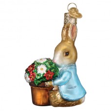 Old World Christmas Glass Ornament - Peter Rabbit with Flower Pot