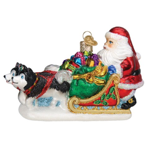 Old World Christmas Glass Ornament - Santa's Dog Sled