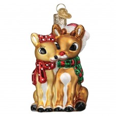 Old World Christmas Glass Ornament - Rudolph and Clarice 