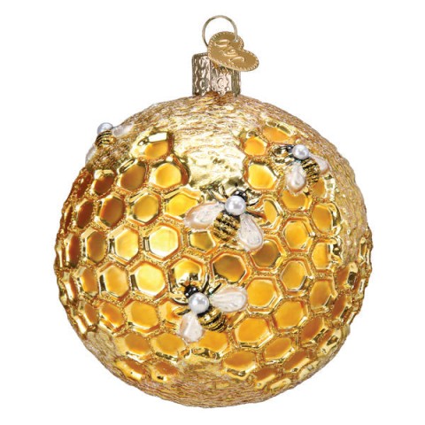 Old World Christmas Glass Ornament - Bee Blessed Round 