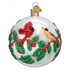 Old World Christmas Glass Ornament - Hollyberry Birds Round 
