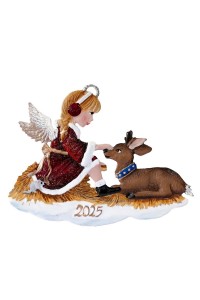 NEW - Angel with Reindeer 2025 Ornament Christmas Pewter Wilhelm Schweizer